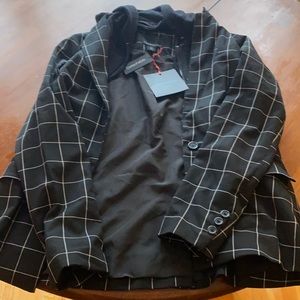 Cynthia Rowley size medium Blazer with detachable hoodie inside, b/w